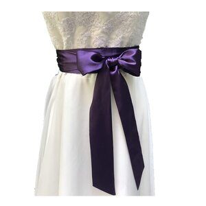 4693 Satin Sash Belt For Bridal Wedding Bridesmaid Dress 2'' Wide Double